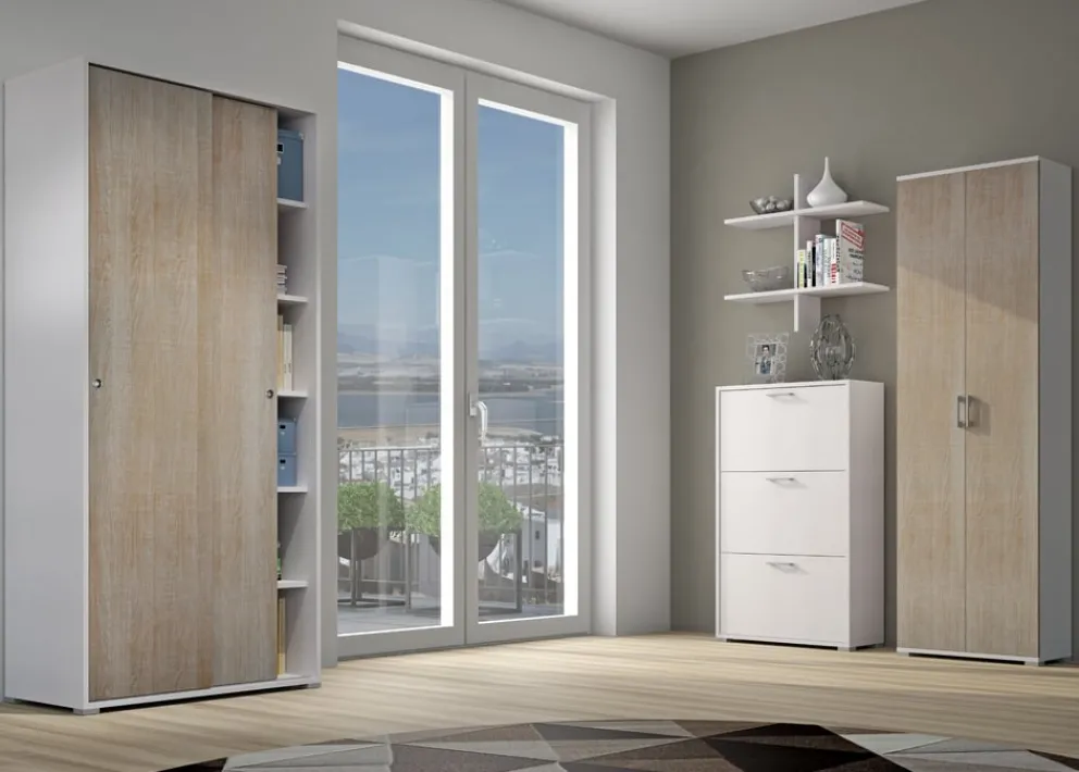 Sikelia Mehrzweckschrank Clean eichefarbig, weiss
