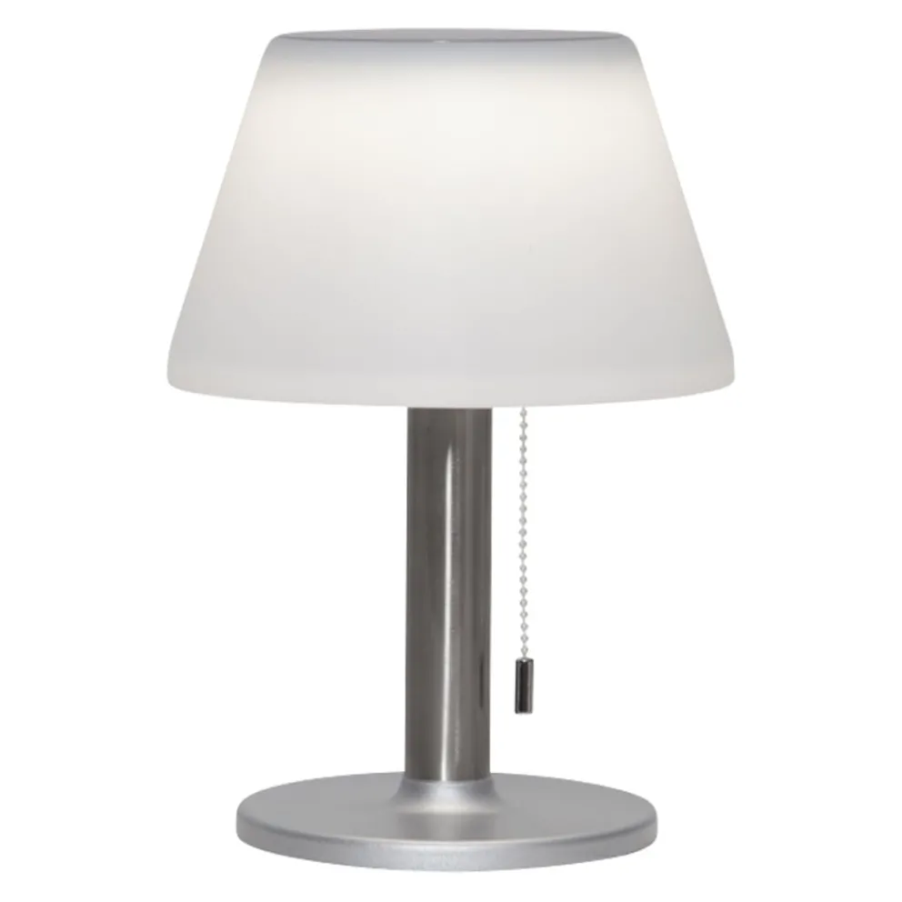 Star Trading Outdoor Tischleuchte Solar Solia chromfarbig