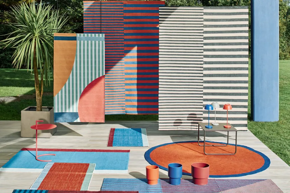 atelier pfister Outdoor-Teppich Staufen blau, orange Hot