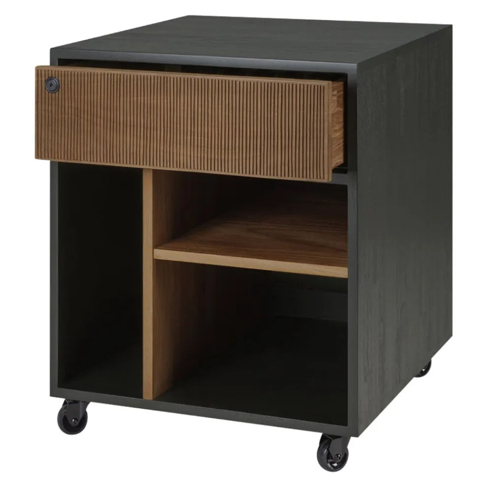 Ethnicraft Rollcontainer Oscar braun, schwarz Sale