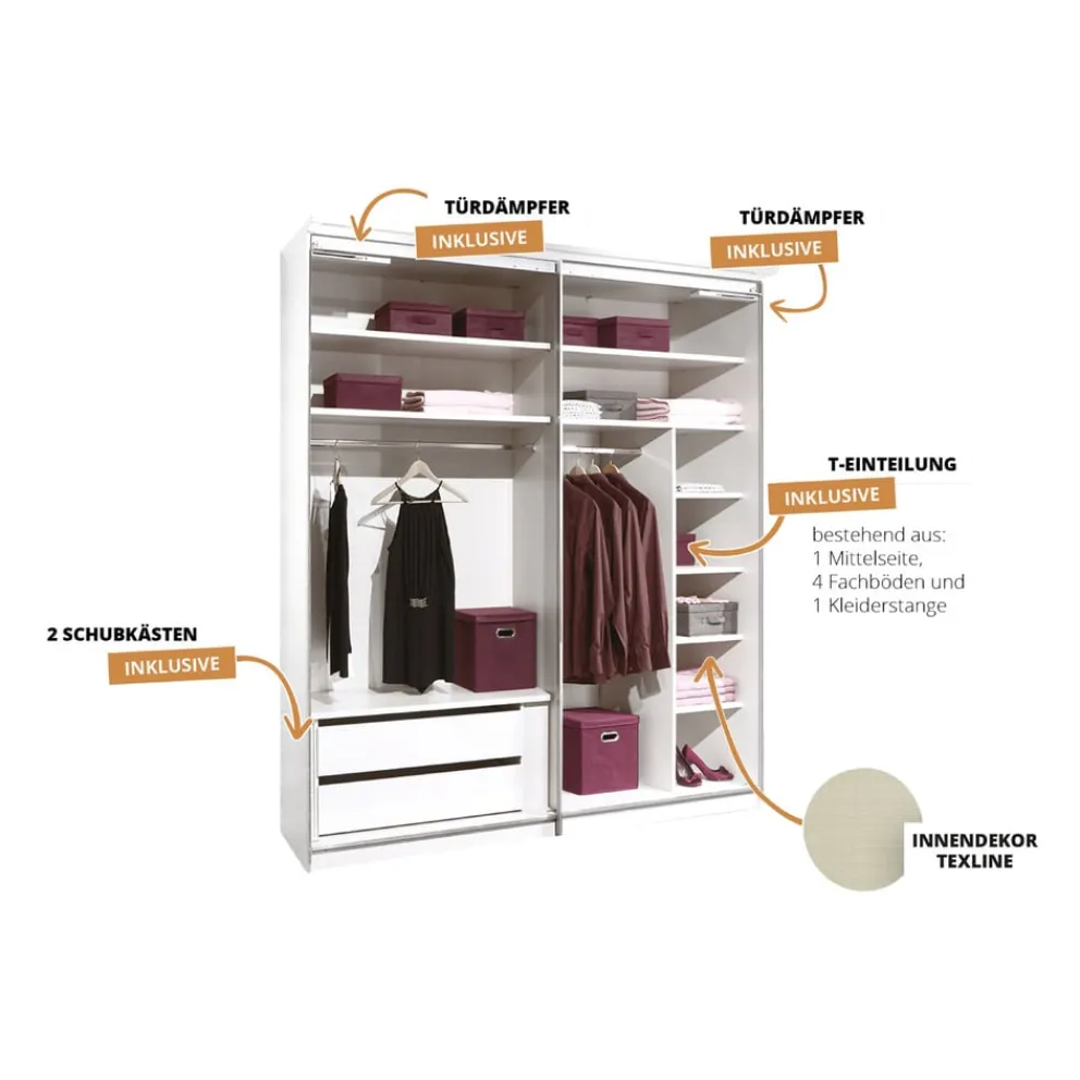 Moderano Schiebetürenschrank Bettola 91 Sand Discount