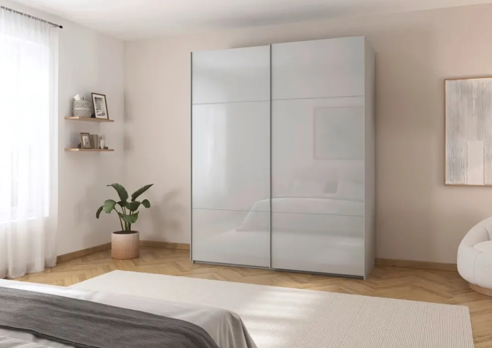 Novel Schiebetürenschrank Covalo-Glas Farbglas seidengrau