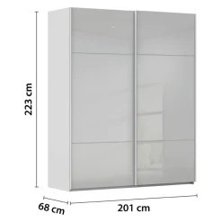Novel Schiebetürenschrank Covalo-Glas Farbglas seidengrau