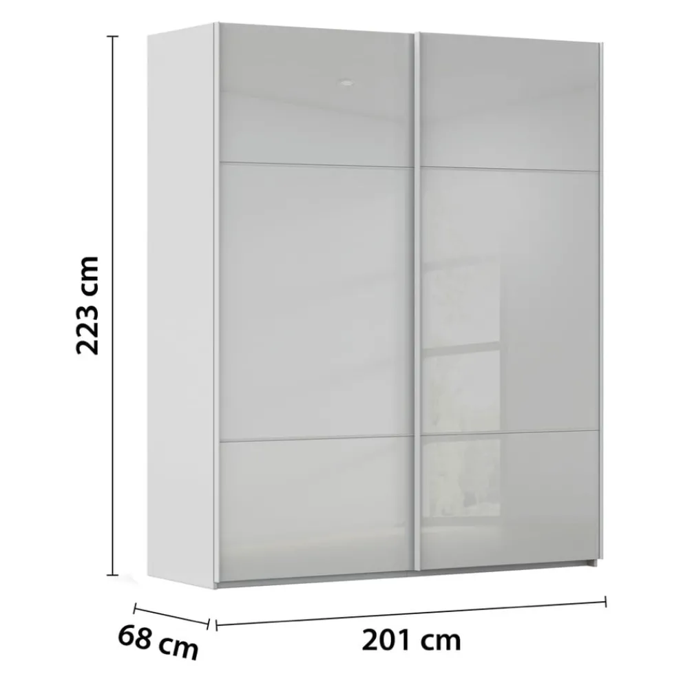 Novel Schiebetürenschrank Covalo-Glas Farbglas seidengrau