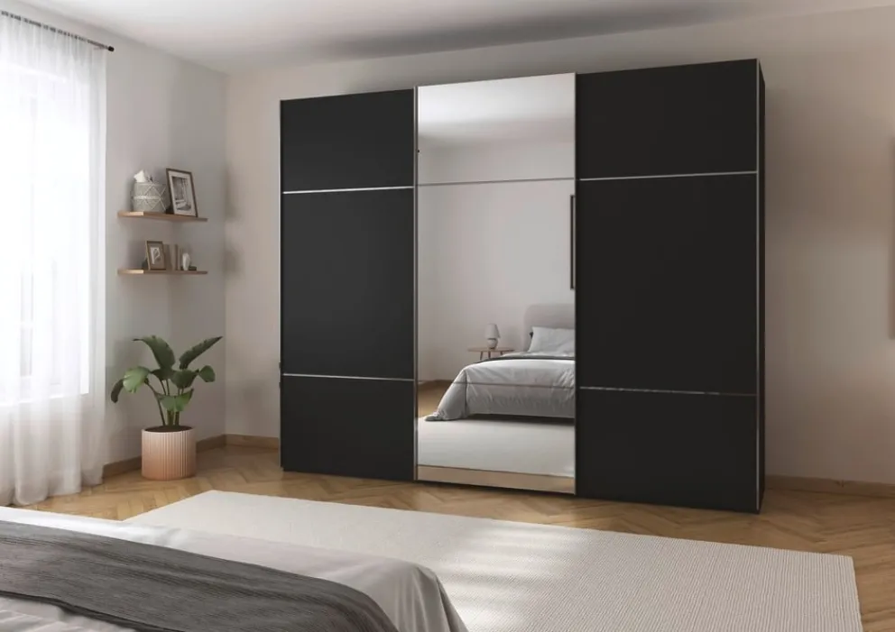 Novel Schiebetürenschrank Covalo schwarz Outlet