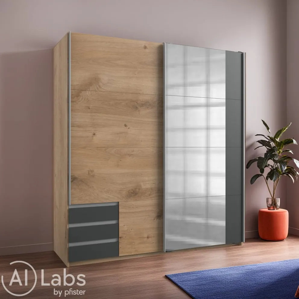 MID.YOU Schiebetürenschrank Emden eichefarbig Discount