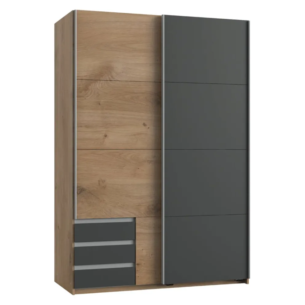 MID.YOU Schiebetürenschrank Emden eichefarbig, graphitschwarz Outlet