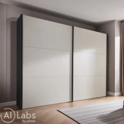 Dieter Knoll Schiebetürenschrank Glasgow Mattglas Kieselgrau, anthrazit Discount