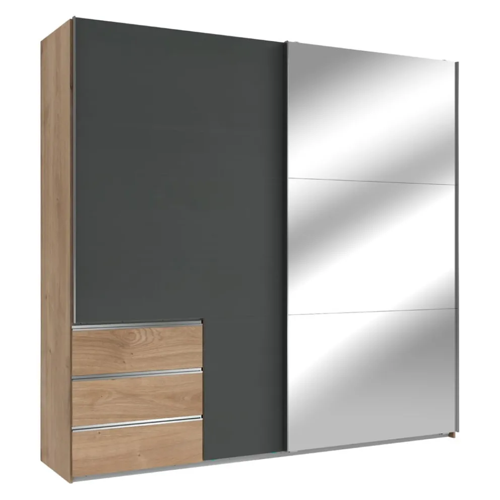 MID.YOU Schiebetürenschrank Level36 eichefarbig, graphitschwarz Clearance