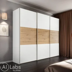 Moderano Schiebetürenschrank Primo 16 Artisan Eiche, AW Alpinweiss Clearance