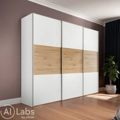 Moderano Schiebetürenschrank Primo 16 Artisan Eiche, AW Alpinweiss Clearance