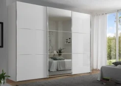 Moderano Schiebetürenschrank Primo-Glas AW Alpinweiss, SP Spiegel Discount