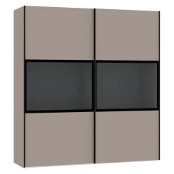 BYYU Schiebetürenschrank Slide Nougat, Rauchglas Outlet