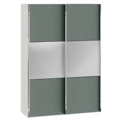 BYYU Schiebetürenschrank Slide Glas Graugrün, Spiegel Discount