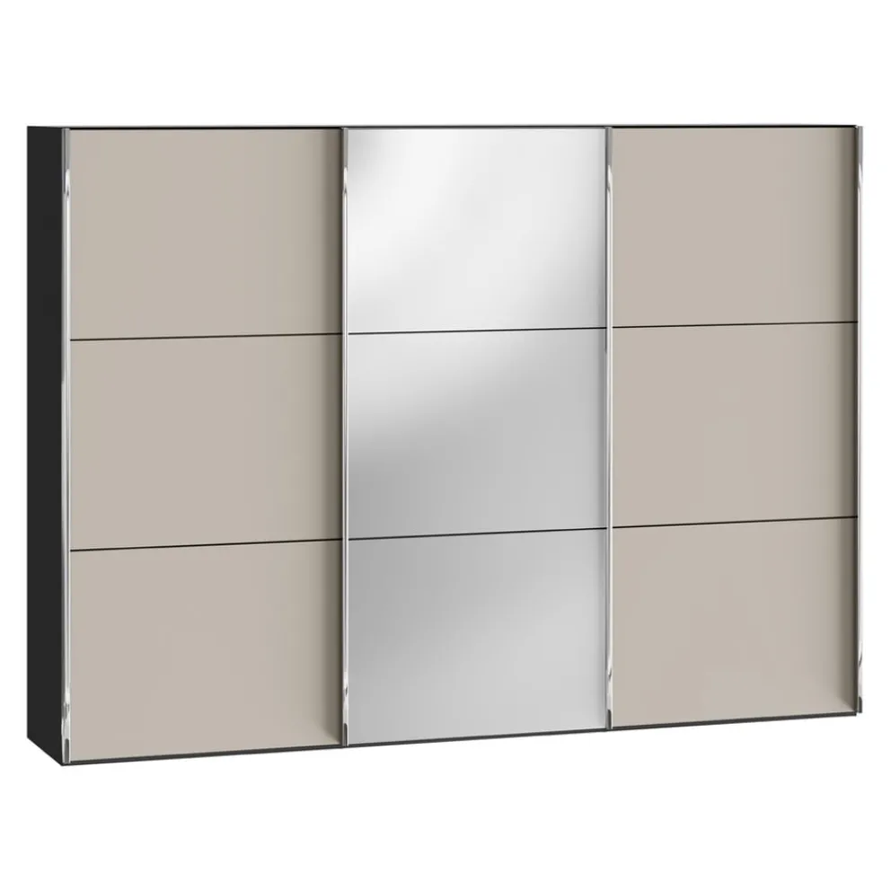 BYYU Schiebetürenschrank Slide Glas Nougat matt, Spiegel Outlet