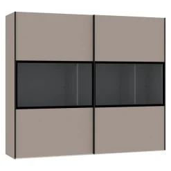 BYYU Schiebetürenschrank Slide Nougat, Rauchglas Clearance