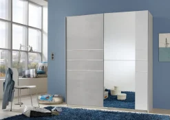 MID.YOU Schiebetürenschrank Stripe-201 betongrau, weiss New
