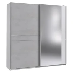 MID.YOU Schiebetürenschrank Stripe-201 betongrau, weiss New