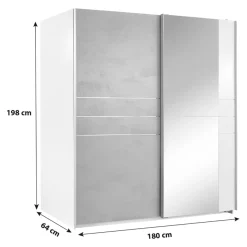 MID.YOU Schiebetürenschrank Stripe-201 betongrau, weiss New