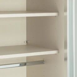 Moderano Schiebetürenschrank System One C6 Alpinweiss mit silber Zierlinien Outlet