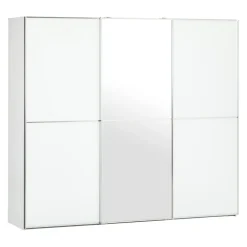 Moderano Schiebetürenschrank System One C6 Alpinweiss mit silber Zierlinien Outlet