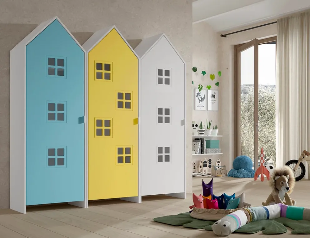 JAXX Schrank Casami blau, gelb, weiss New