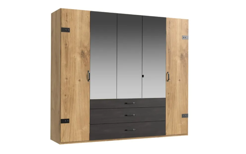 MID.YOU Schrank Detroit-201 eichefarbig, graphitschwarz Sale