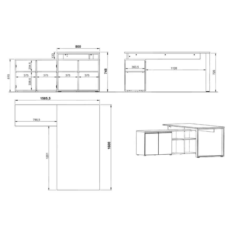Novel Schreibtisch Deltona-105 steingrau New