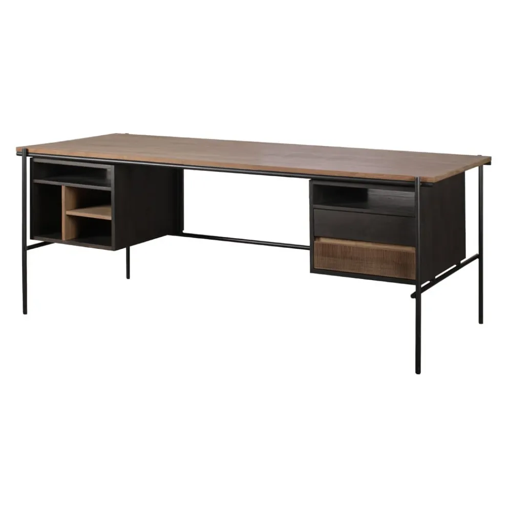 Ethnicraft Schreibtisch Oscar braun, schwarz