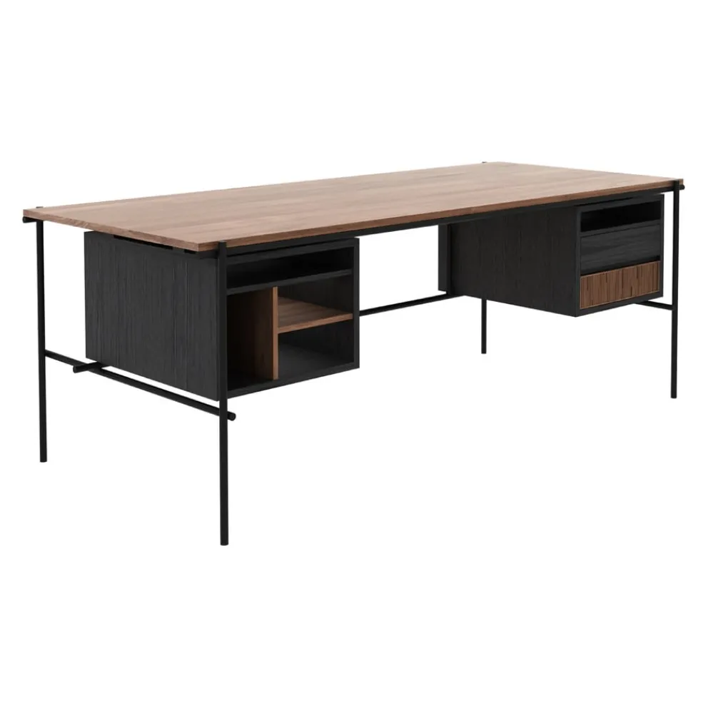 Ethnicraft Schreibtisch Oscar braun, schwarz