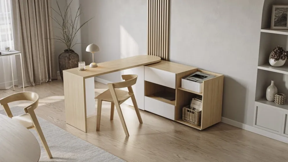 Temahome Schreibtisch Tango-105 eichefarbig, weiss Clearance