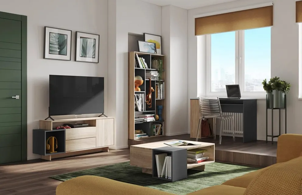 Temahome Schreibtisch Yale eichefarbig, schwarz Discount