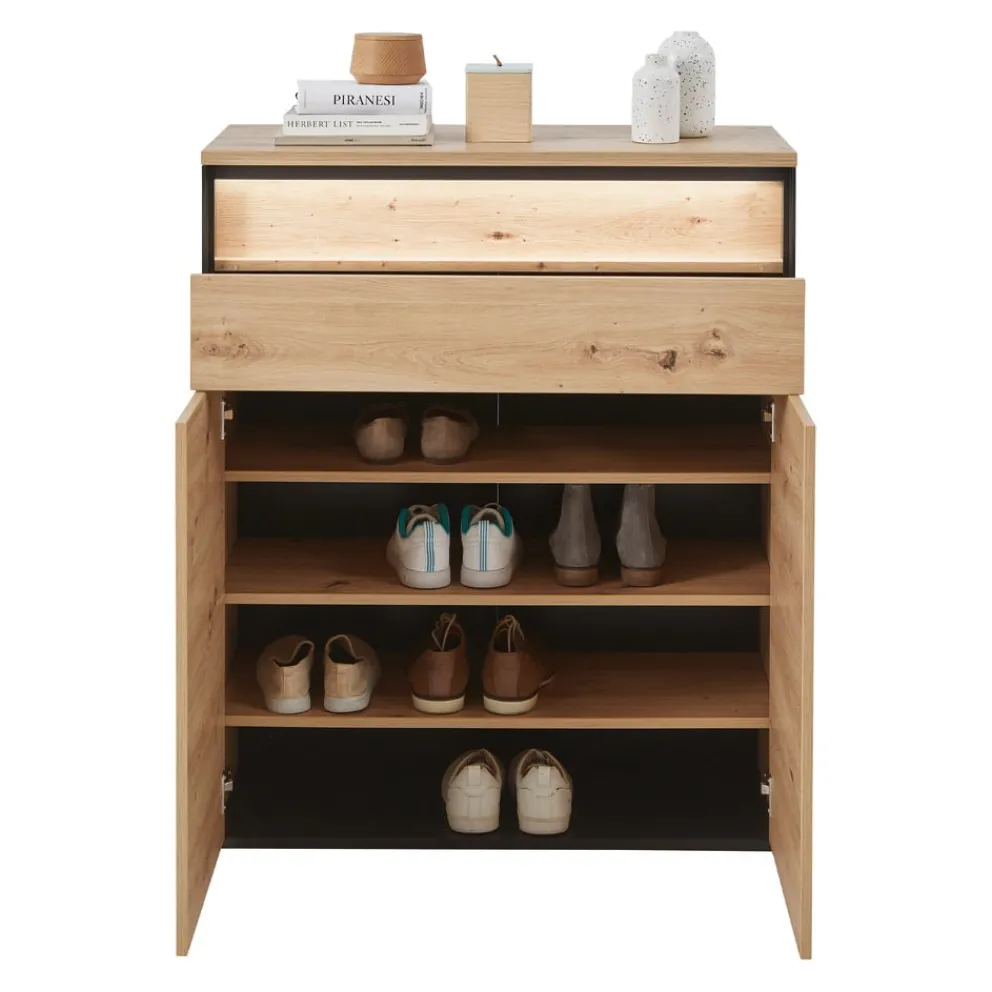 Voleo Schuhschrank Edra eichefarbig, schwarz Discount