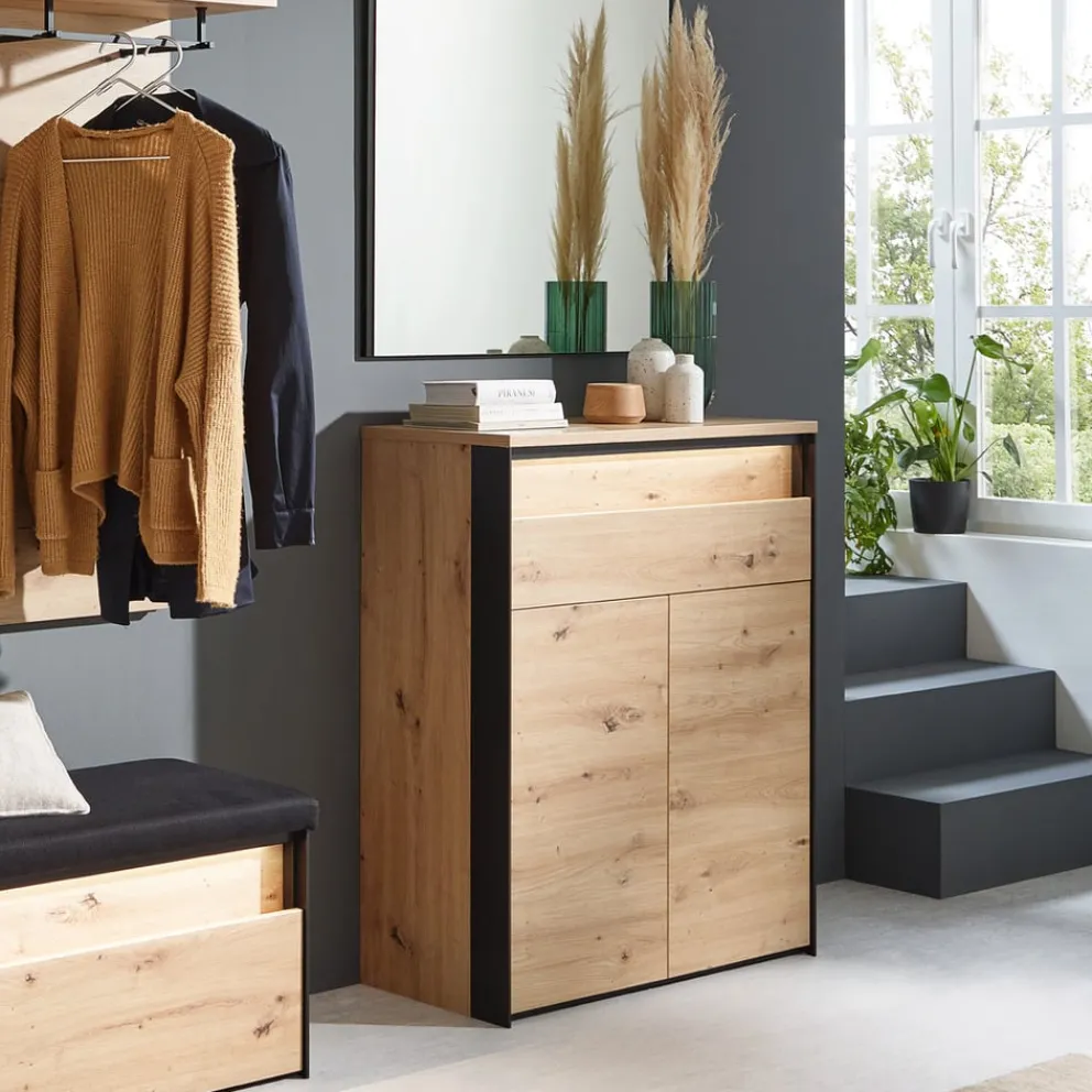 Voleo Schuhschrank Edra eichefarbig, schwarz Discount