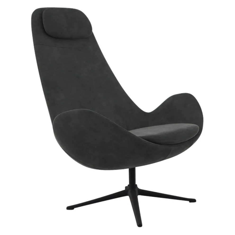 FLEXLUX Sessel Ghost High Kat. 2, Super Velvet 2376 Silver Grey Hot