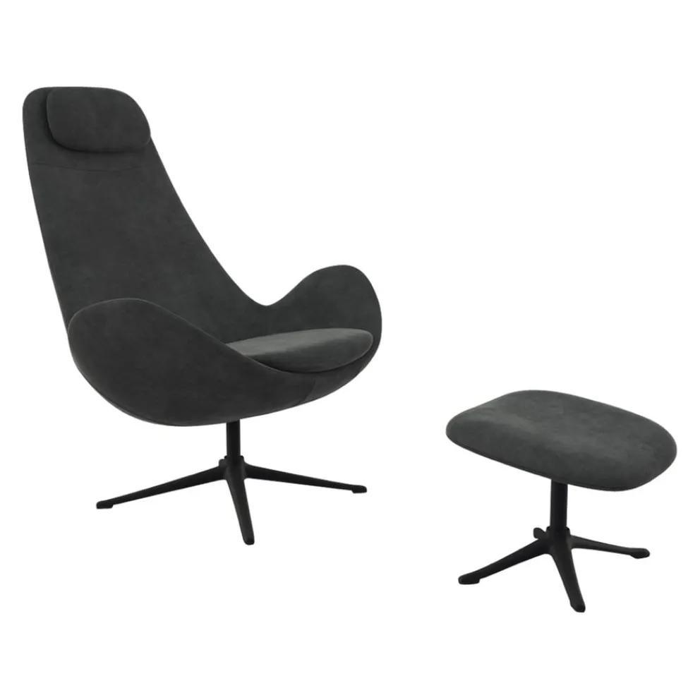 FLEXLUX Sessel Ghost High Kat. 2, Super Velvet 2376 Silver Grey Hot