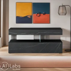 Lago Sideboard Air Xglass marquina, nero Hot