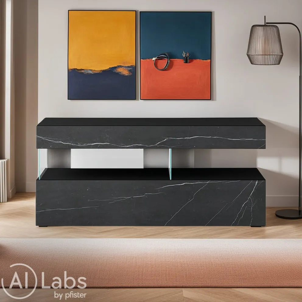 Lago Sideboard Air Xglass marquina, nero Hot