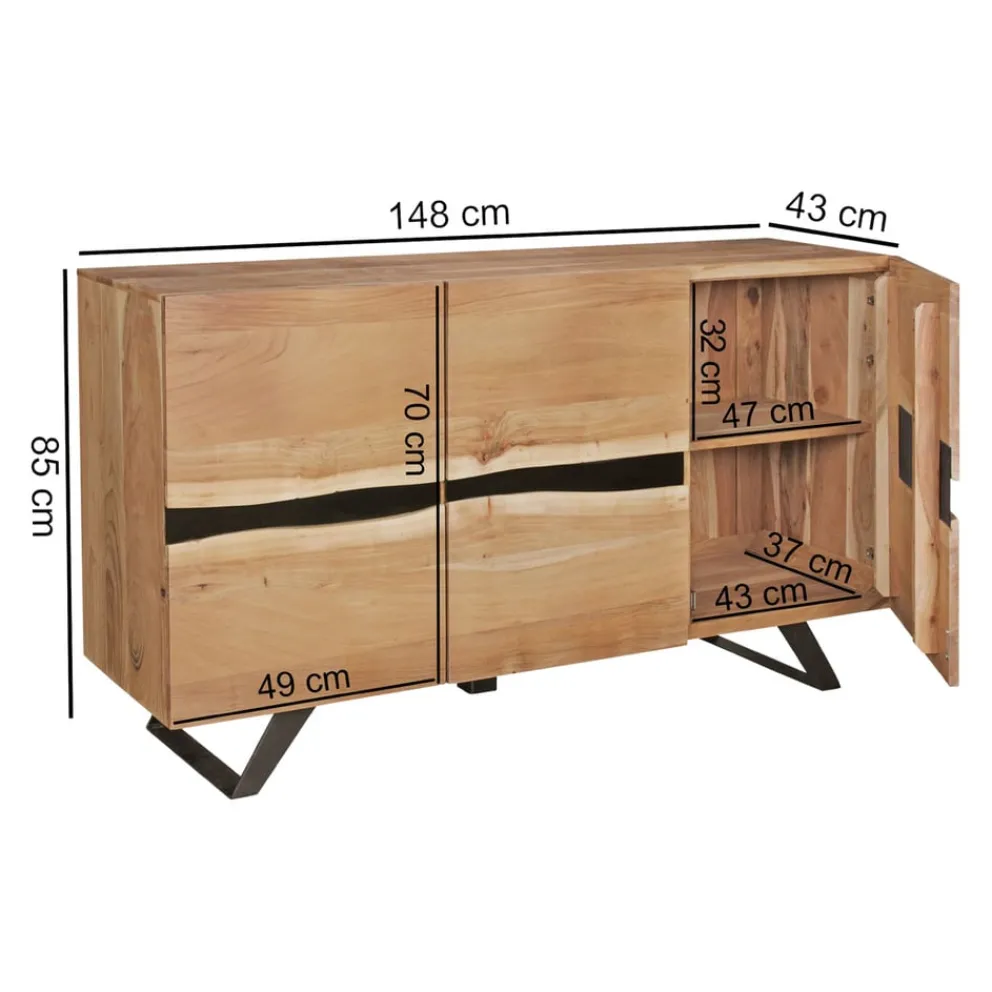 MID.YOU Sideboard Akazie hellbraun, schwarz Outlet