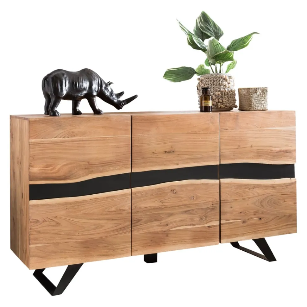 MID.YOU Sideboard Akazie hellbraun, schwarz Outlet