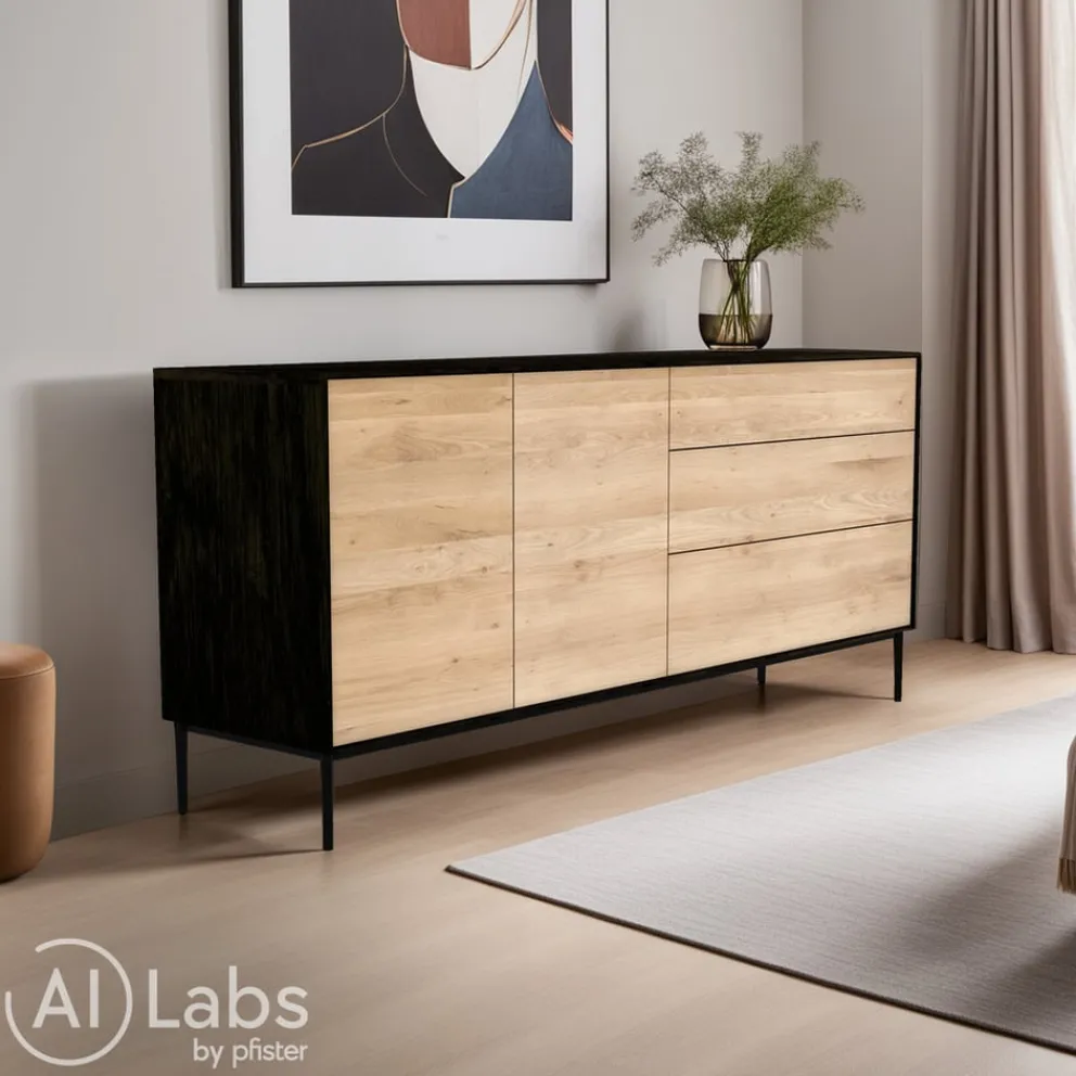 Ethnicraft Sideboard Blackbird eichefarbig, schwarz