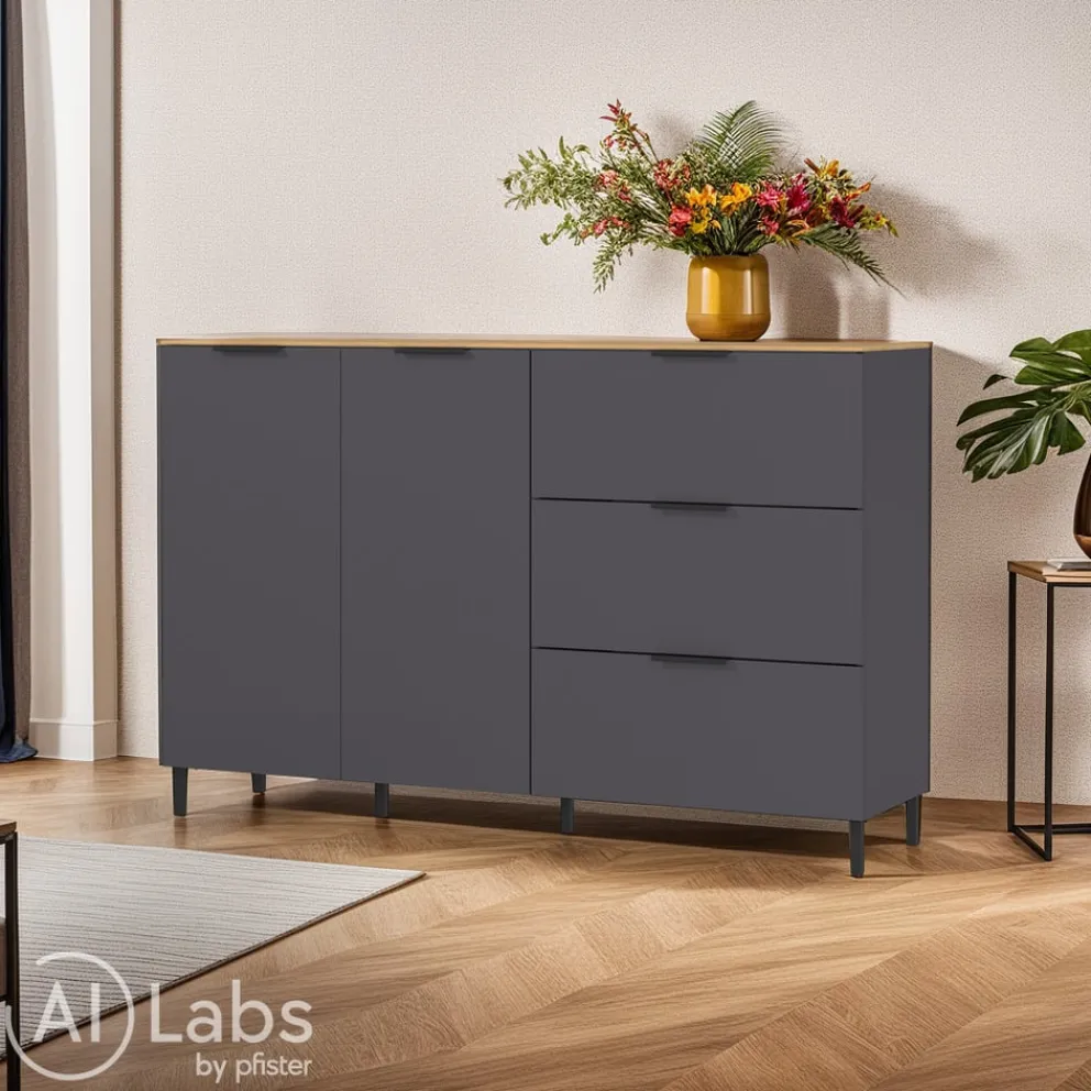 Xora Sideboard California-506 graphit, navarra-eiche-nb. Outlet