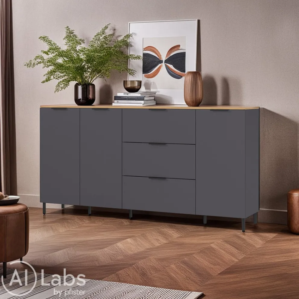 Xora Sideboard California-506 graphit, navarra-eiche-nb. Discount