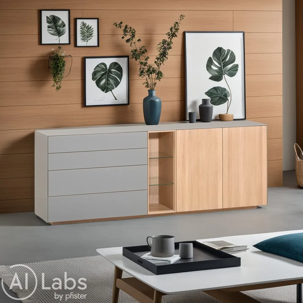 TEAM 7 Sideboard Cubus Pure Farbglas mittelgrau Clearance