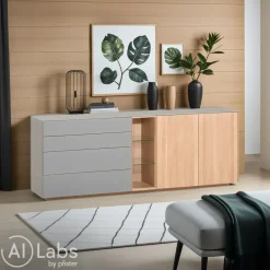 TEAM 7 Sideboard Cubus Pure Farbglas mittelgrau Clearance