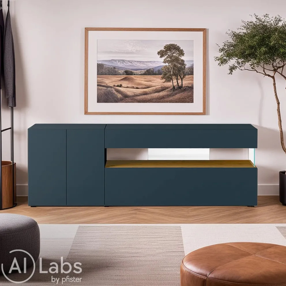 Lago Sideboard 36E8 blu scuro, eichefarbig Outlet