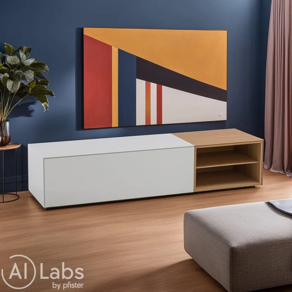 Piure Sideboard Edit/Q E08 Eiche offwhite, Mattlack P01 White Clearance