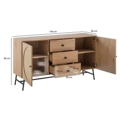 MID.YOU Sideboard Eiche Dekor hellbraun Clearance