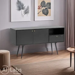 MID.YOU Sideboard Eiche Dekor schwarz Best