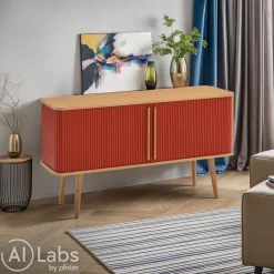 edy&liv Sideboard Helin eichefarbig, korallenrot Sale